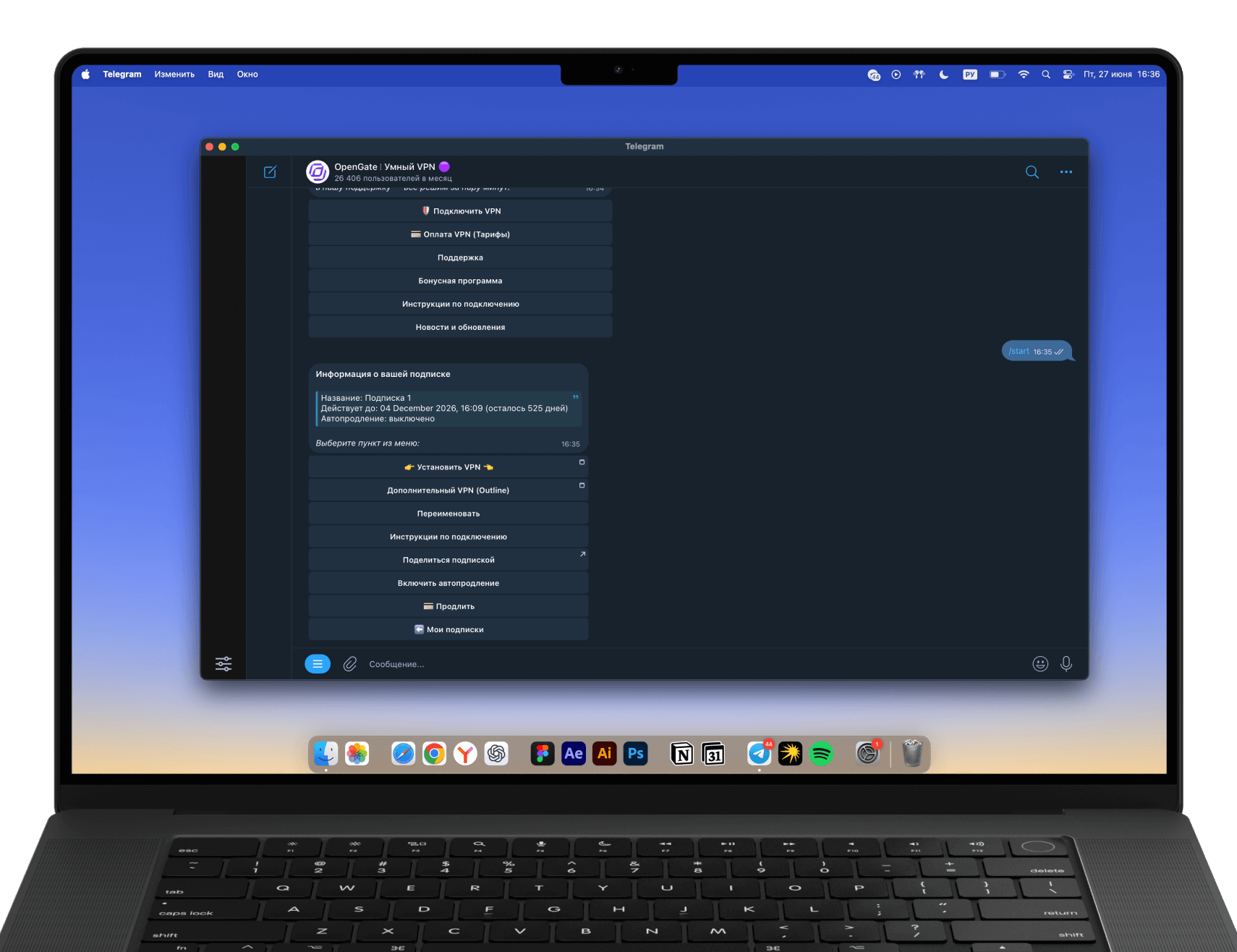 Скриншот: Установка VPN