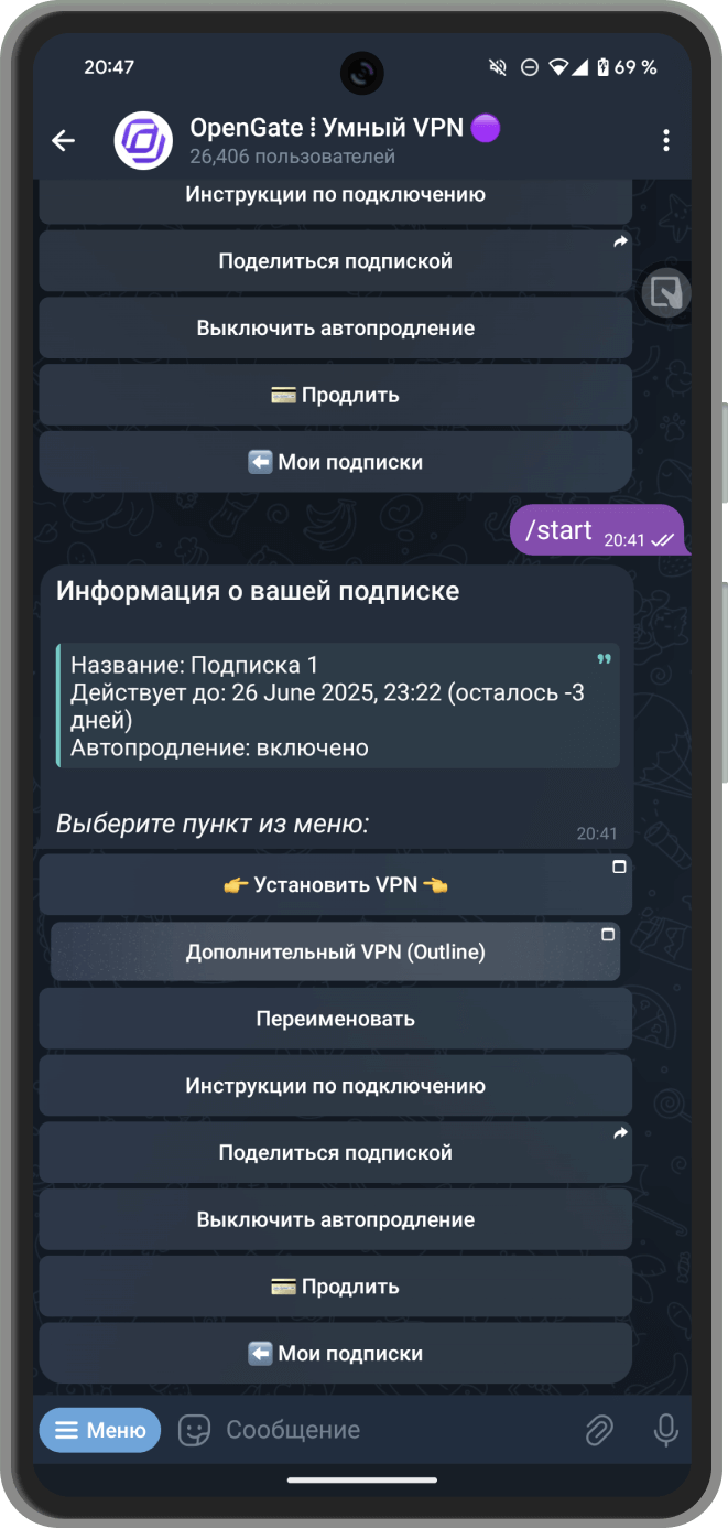 Скриншот: Установка VPN