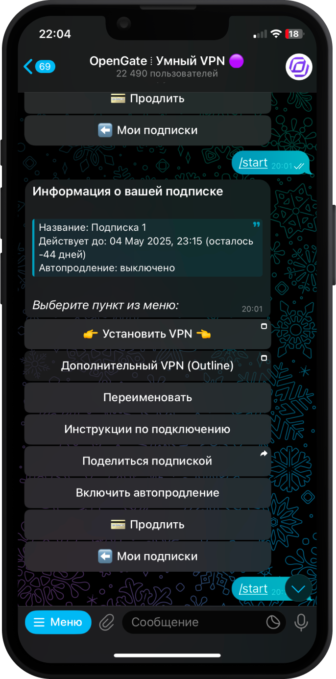 Скриншот: Установка VPN