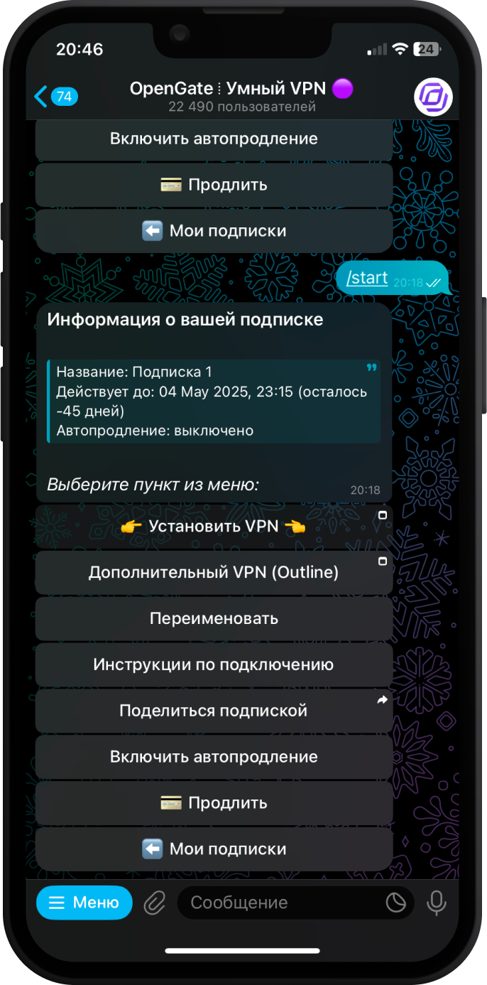 Скриншот: Установка VPN