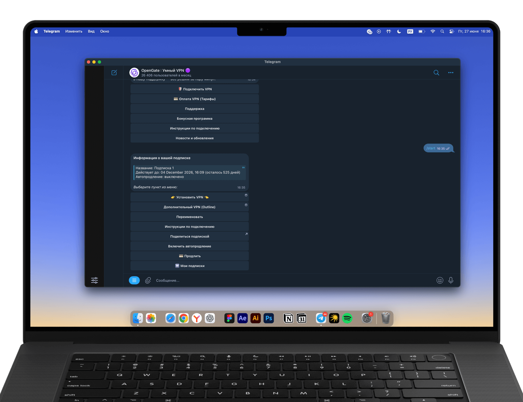 Скриншот: Установка VPN